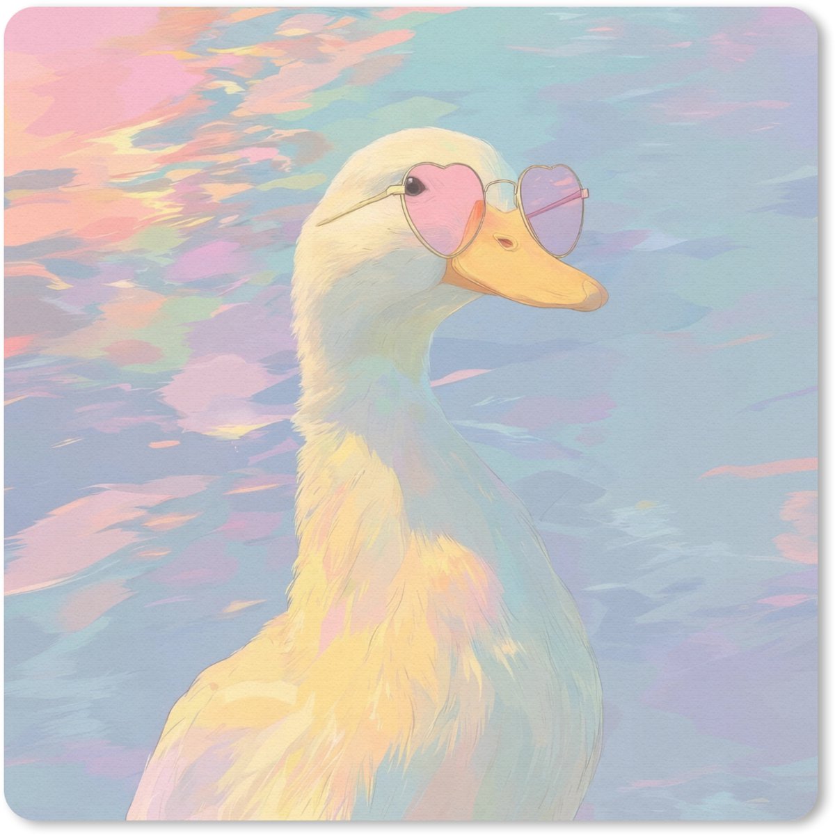 Muismat 30x30 cm - Mousepad Eend - Zonnebril - Water - Muismatten