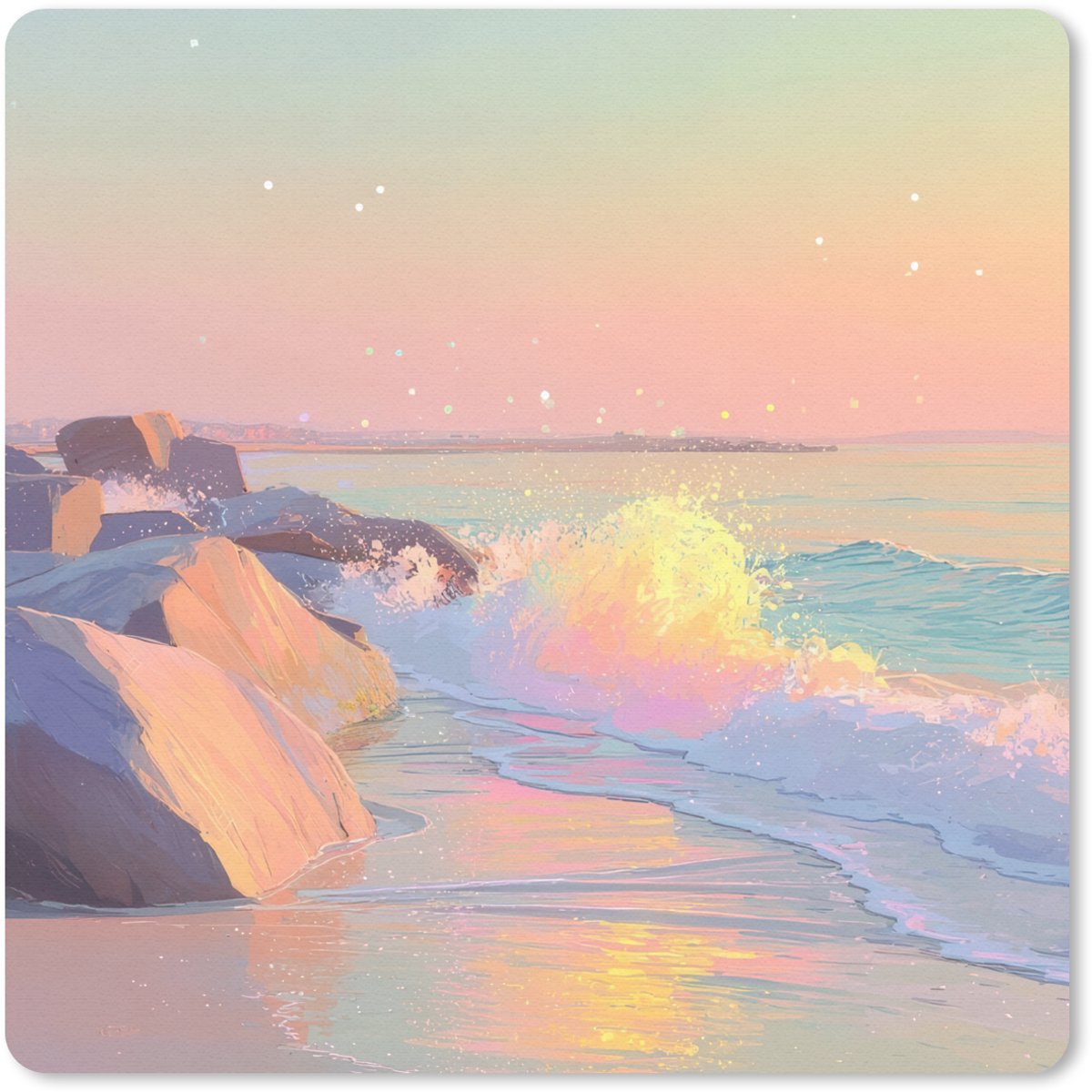 Muismat 20x20 cm - Mousepad Zomerlicht - Strand - Fonkelende accenten - Muismatten