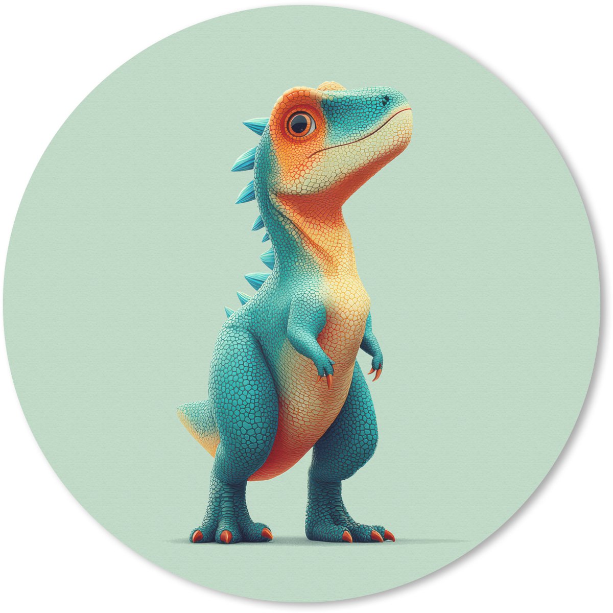 Muismat rond 30x30 cm - Mousepad Cartoon - Dino - Oranje - Stekels - Ronde muismatten