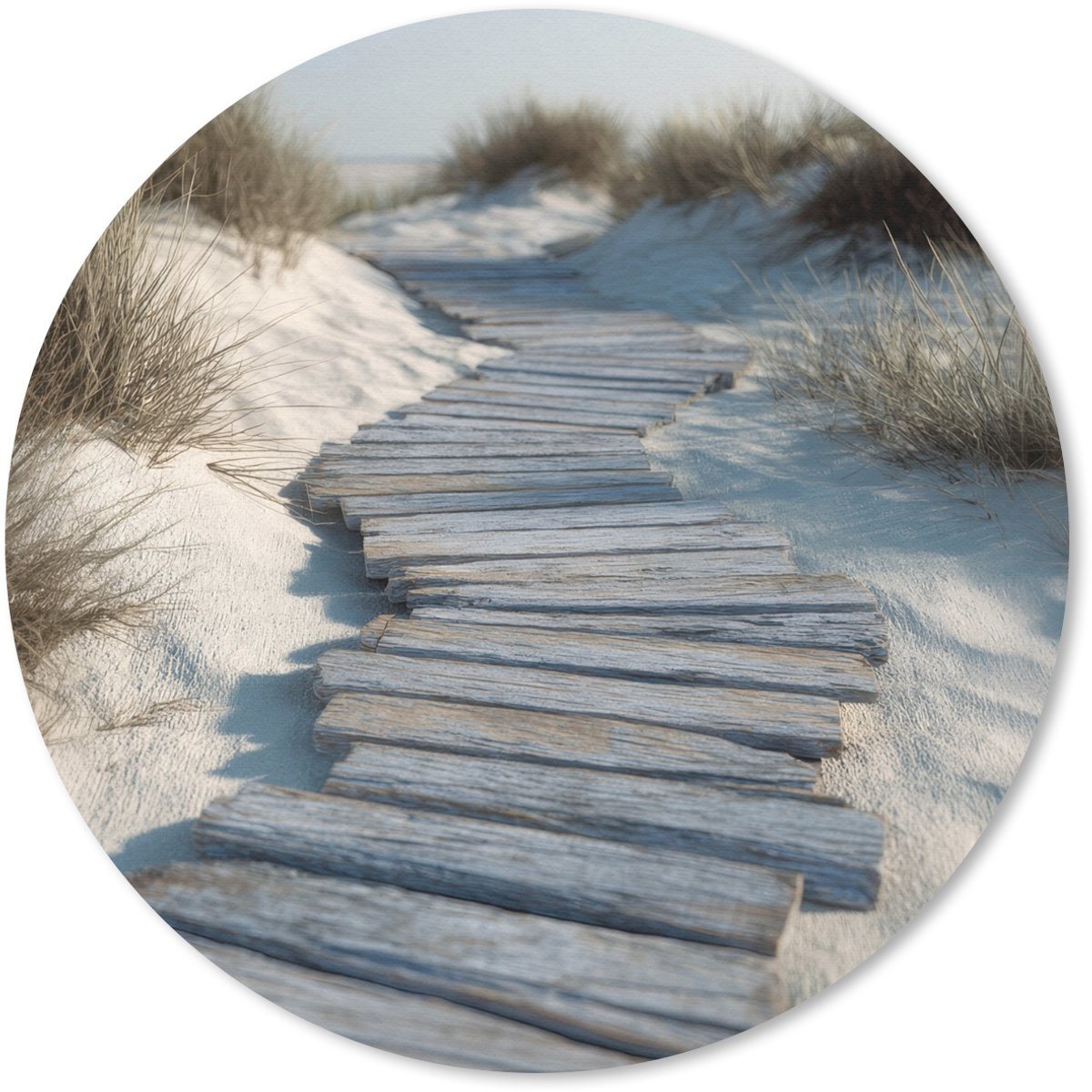 Muismat rond 40x40 cm - Mousepad Pad - Planken - Duinen - Gras - Ronde muismatten