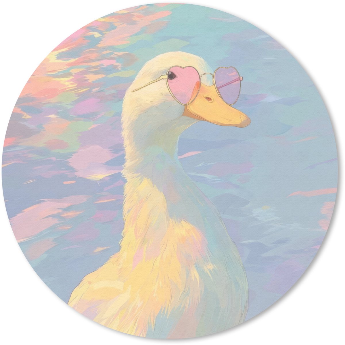 Muismat rond 20x20 cm - Mousepad Eend - Zonnebril - Water - Ronde muismatten