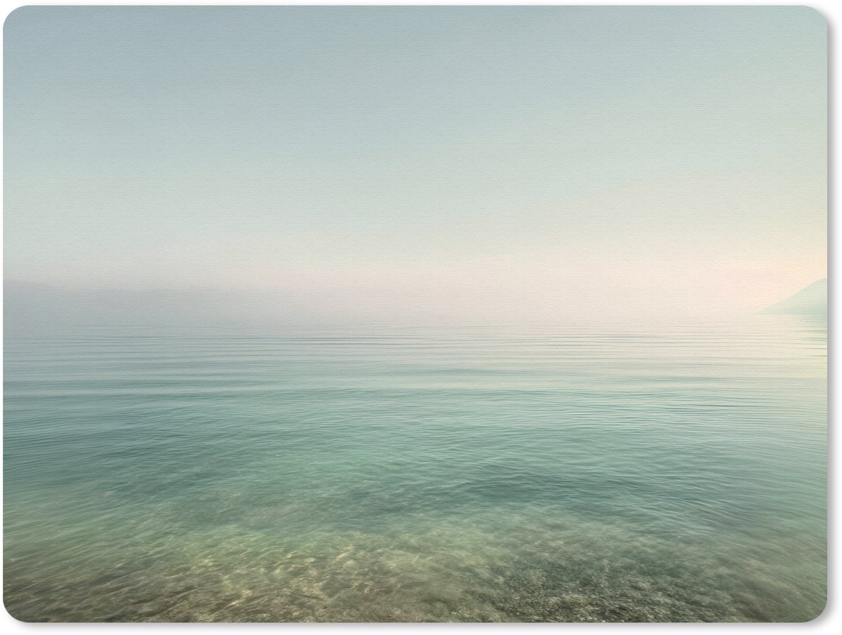 Muismat 23x19 cm - Mousepad Zee - Horizon - Blauw - Mist - Muismatten