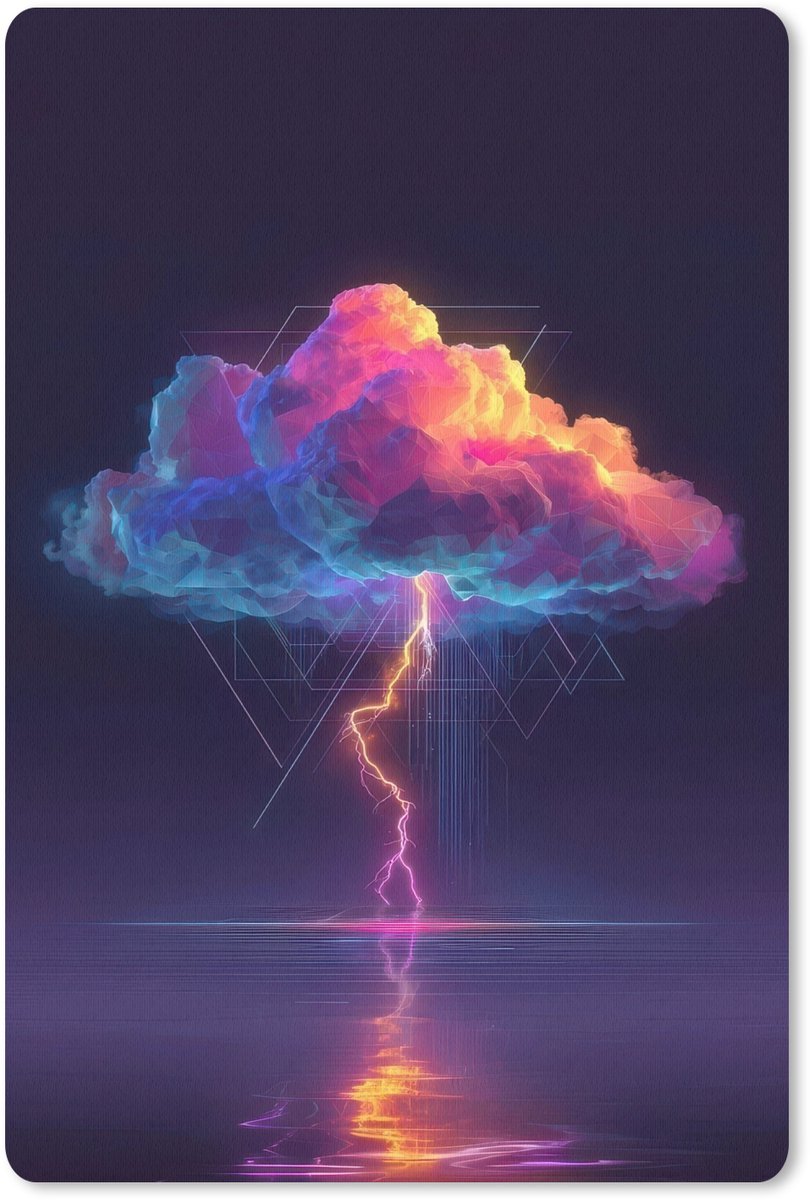 Muismat 18x27 cm - Mousepad Donderwolk - Bliksemschicht - Licht - Blauw - Muismatten