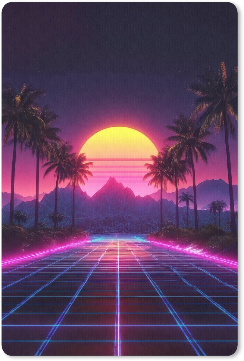 Muismat 18x27 cm - Mousepad Horizon - Palmbomen - Bergen - Geel - Muismatten
