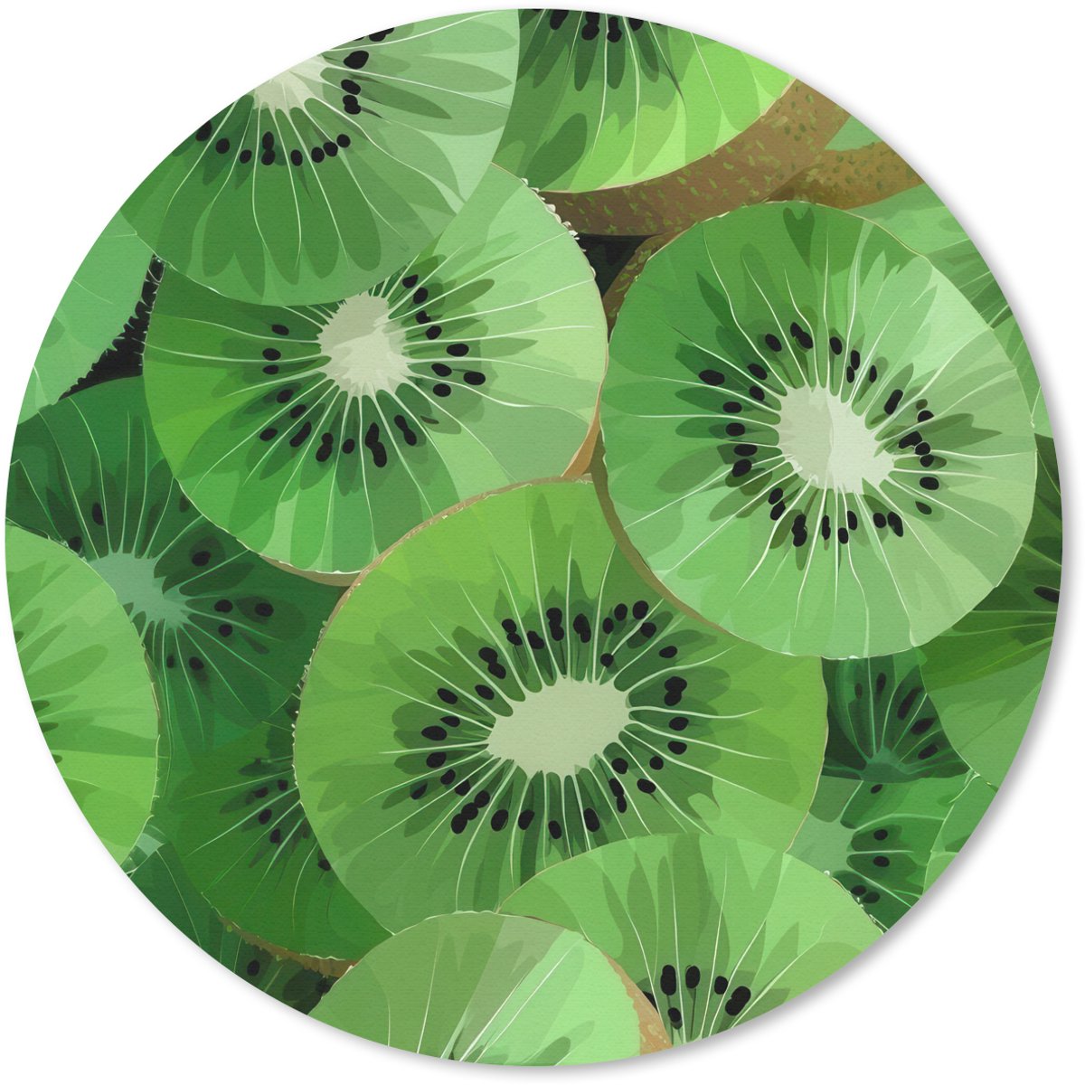 Muismat rond 20x20 cm - Mousepad Kiwi - Groen - Pitten - Ronde muismatten