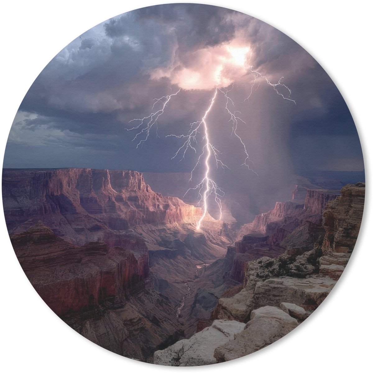 Muismat rond 20x20 cm - Mousepad Bliksem - Wolken - Canyon - Ronde muismatten