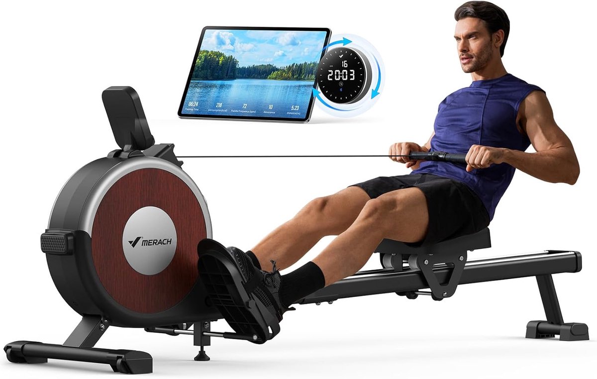 Roeimachine voor thuis met Bluetooth en 16 Weerstandsniveaus - Ruimtebesparend en Stil - Roeimachine - €596,43
