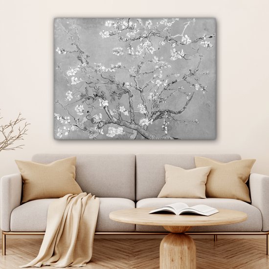Tableau sur toile Fleur d'amandier - Art - Van Gogh - Grijs - 120x90 cm - Décoration murale