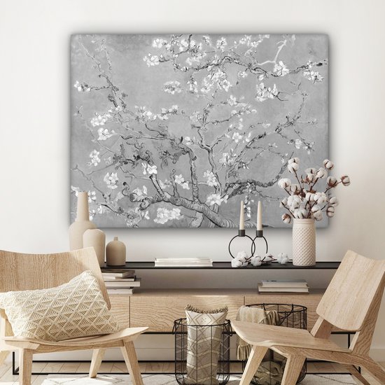 Tableau sur toile Fleur d'amandier - Art - Van Gogh - Grijs - 120x90 cm - Décoration murale