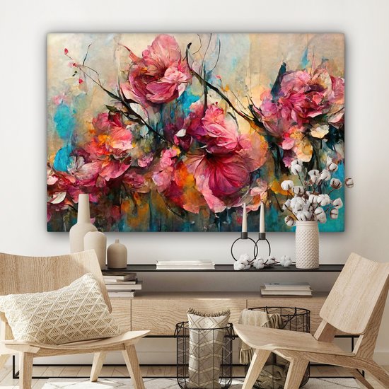 Tableau toile fleurs - Art - Rose - Toile canvas - Peintures sur toile - Décoration salon - Chambre - 120x80 cm - Décoration murale - Photo sur toile - Décoration murale - Décoration chambre