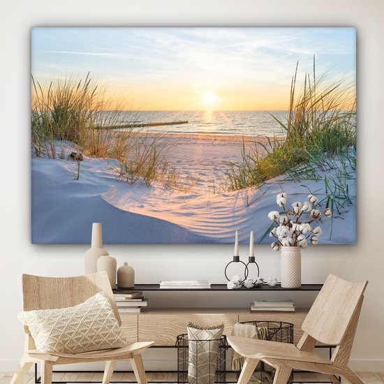 Toile - Tableaux sur toile plage - Mer - Dunes - Paysage - Tableau mer - Peintures sur toile - Tableau salon - 180x120 cm