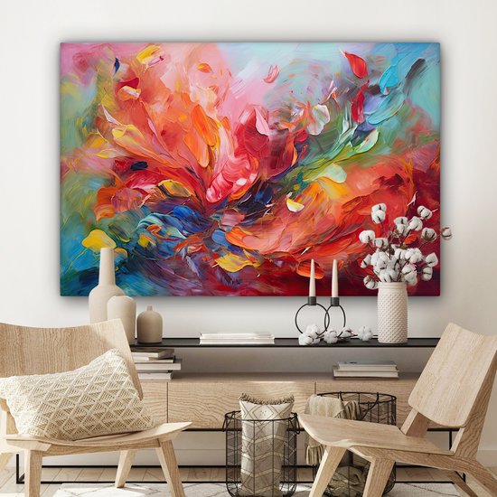 Canvas schilderij 120x80 cm - Wanddecoratie Olieverf - Kunst - Abstract - Kleurrijk - Muurdecoratie woonkamer - Slaapkamer decoratie - Kamer accessoires - Schilderijen op canvas