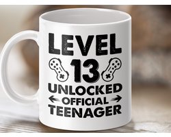 Mok Level 13 Unlocked, Officiële Tiener, Gaming Cadeau, Verjaardagscadeau, Grappige Mok, Gepersonaliseerde Mok voor Gamers
