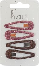 Haarspeldjes Klikklak 5.0cm Glitter - Coral/Bruin - 4 stuks