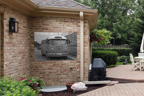 Affiche de jardin - Toile de jardin - Affiches extérieures - Bus Vintage à Malte - noir et blanc - Posters de jardin cm - Jardin