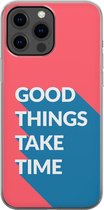 Apple iPhone 13 Pro Max Telefoonhoesje - Transparant Siliconenhoesje - Flexibel - Met Quote - Good Things - Rood