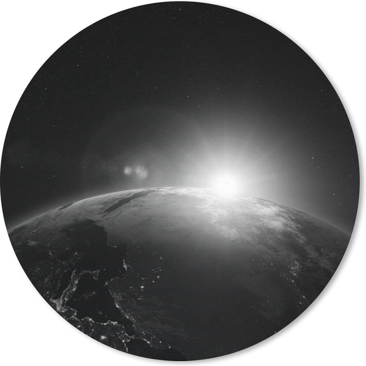 Muismat rond 50x50 cm - Mousepad Aarde - Zon - Ruimte - Ronde muismatten