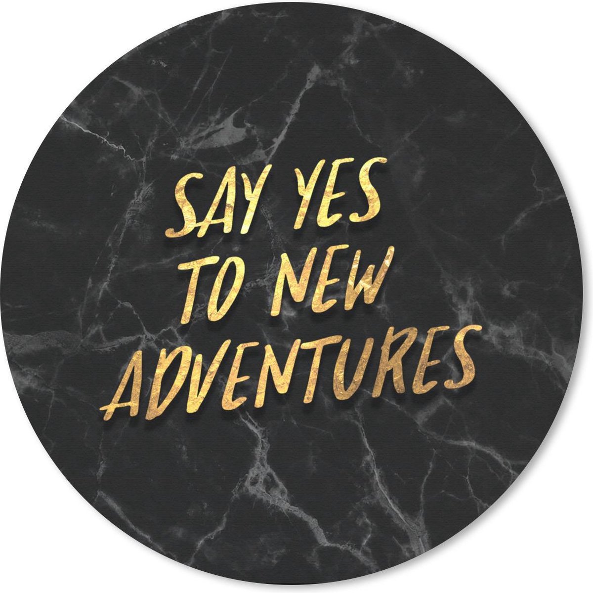 Muismat rond 40x40 cm - Mousepad Quote - Adventure - Marmer print - Ronde muismatten