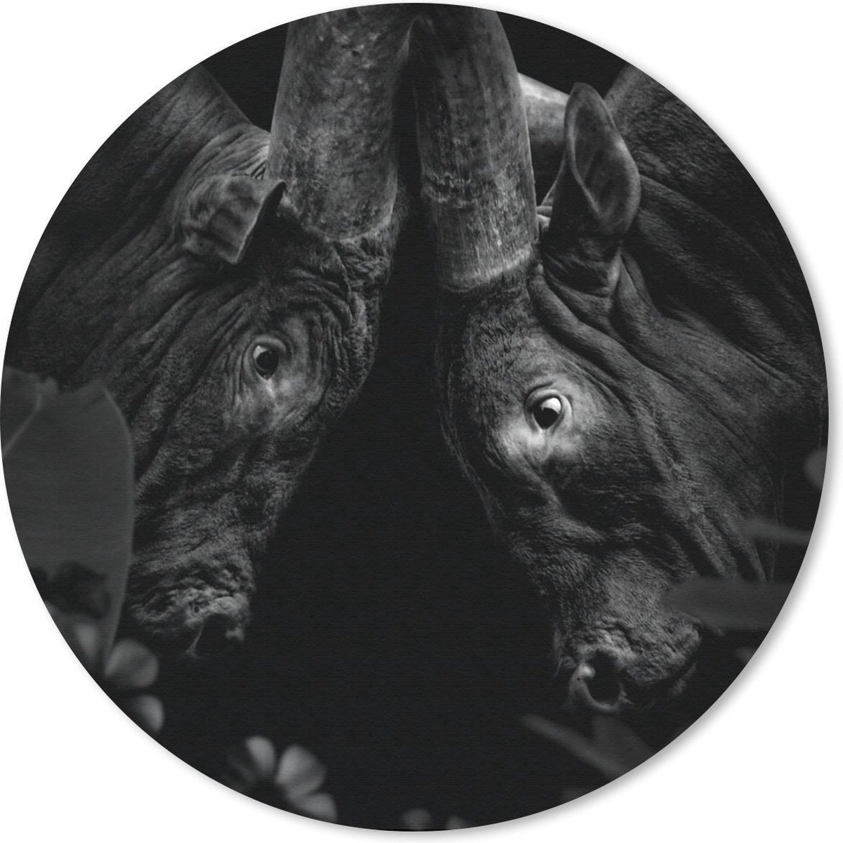 Muismat rond 50x50 cm - Mousepad Bloemen - Koe - Jungle - Zwart - Wit - Ronde muismatten