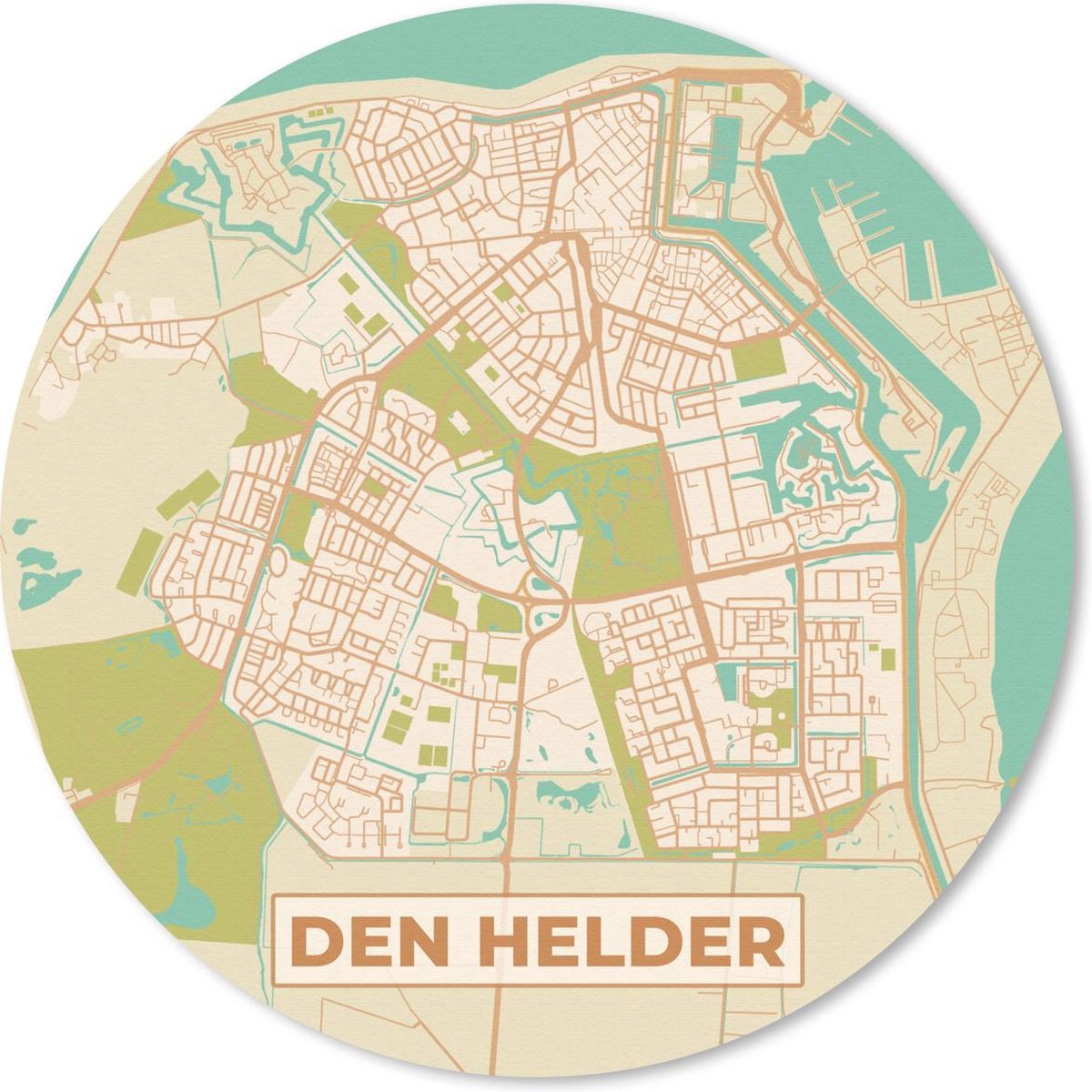 Muismat rond 50x50 cm - Mousepad Kaart - Den Helder - Vintage - Ronde muismatten