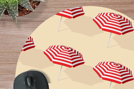 Muismat rond 40x40 cm - Mousepad Zomer - Parasol - Pastel - Ronde muismatten