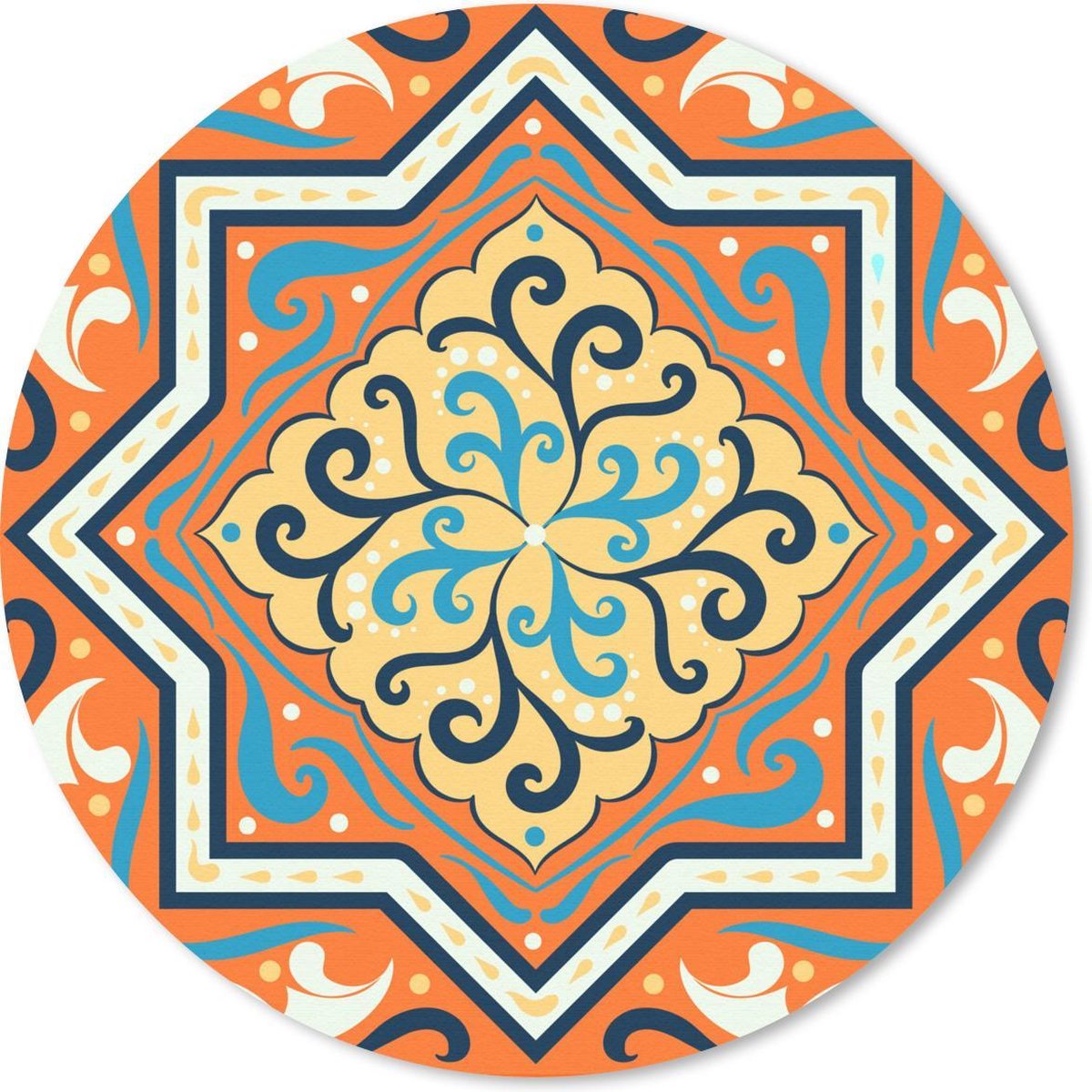 Muismat rond 50x50 cm - Mousepad Vierkant - Blauw - Oranje - Ronde muismatten