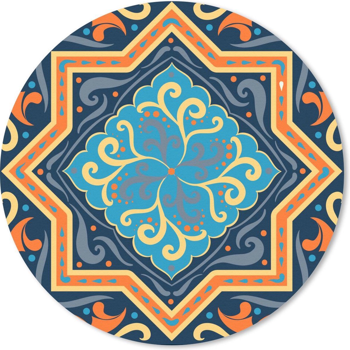 Muismat rond 40x40 cm - Mousepad Ster - Geel - Patronen - Ronde muismatten