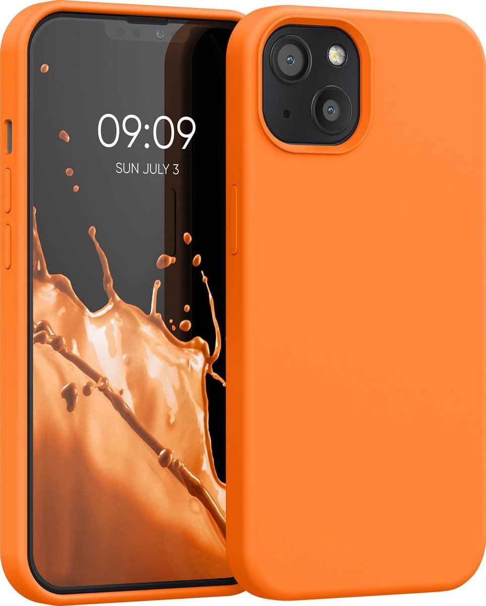 kwmobile telefoonhoesje geschikt voor Apple iPhone 13 - Hoesje met siliconen coating - Smartphone case in fruitig oranje
