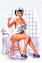 Pin Up In The Badroom Metalen Bord 20 x 30 cm