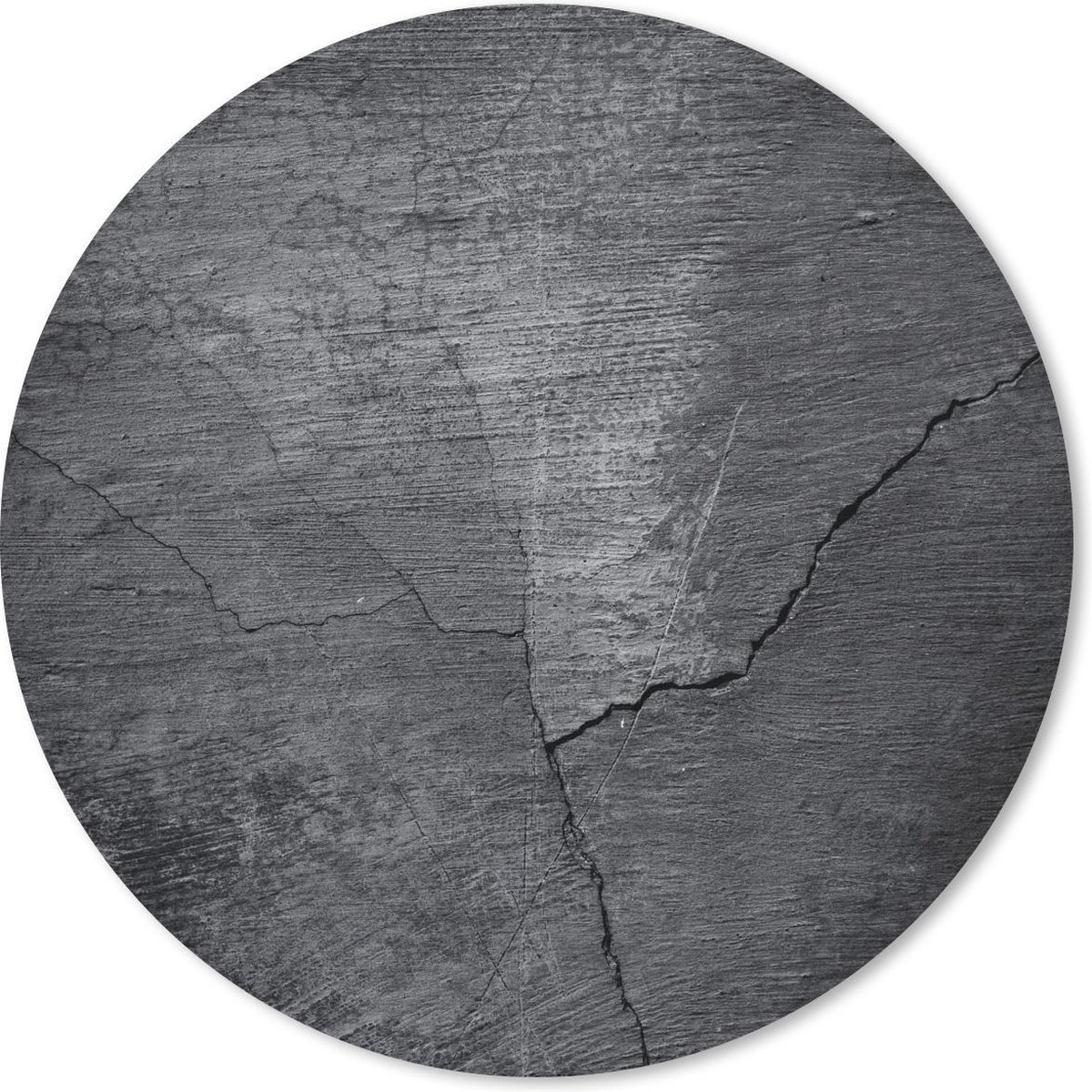 Muismat rond 50x50 cm - Mousepad Beton - Zwart - Scheur - Ronde muismatten