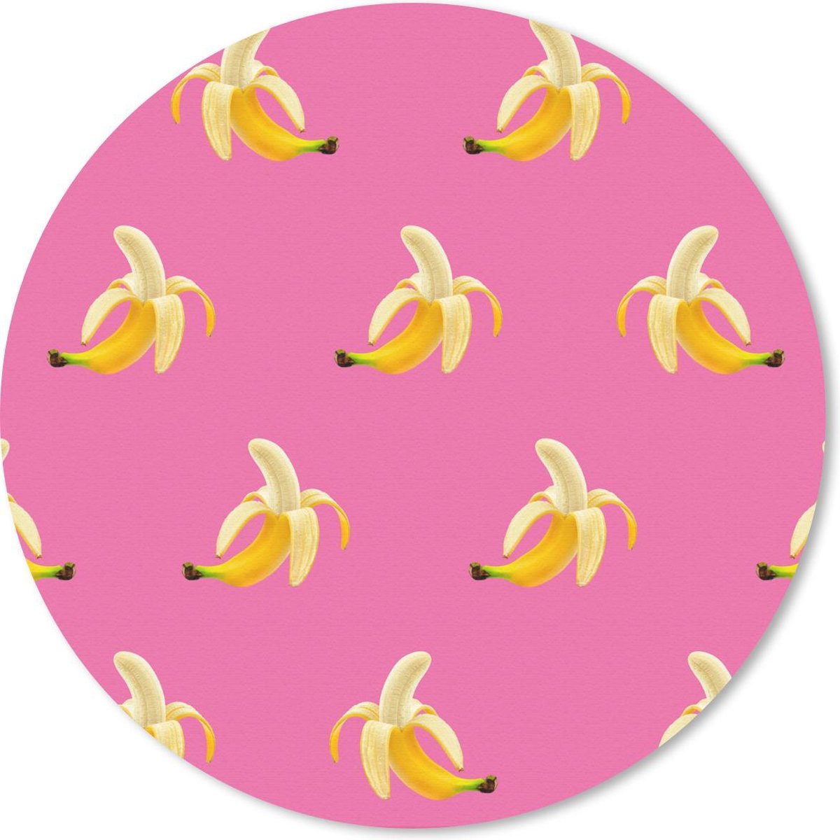 Muismat rond 50x50 cm - Mousepad Banaan - Patroon - Roze - Ronde muismatten