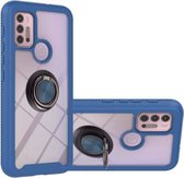 Voor Motorola Moto G30/G10/G10 Power Sterrenhemel Effen Kleur Serie Schokbestendige PC + TPU Beschermhoes met Ring Houder & Magnetische Functie (Blauw)