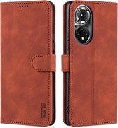 Voor Honor 50 Pro AZNS Huid Voelen Kalf Textuur Horizontale Flip Lederen Case met Kaartsleuven & Houder & Portemonnee (Bruin)