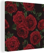 Peintures sur Toile Roses - Pétales de Rose - Rouge - 50x50 cm - Décoration murale