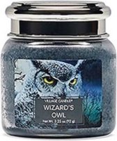geurkaars Wizard's Owl 6,5 x 7 cm wax grijs