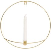 kandelaar wanddecoratie Britt 36 cm staal goud/wit