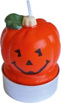 theelichtjes Halloween pompoen 5,5 cm wax wit 3 stuks