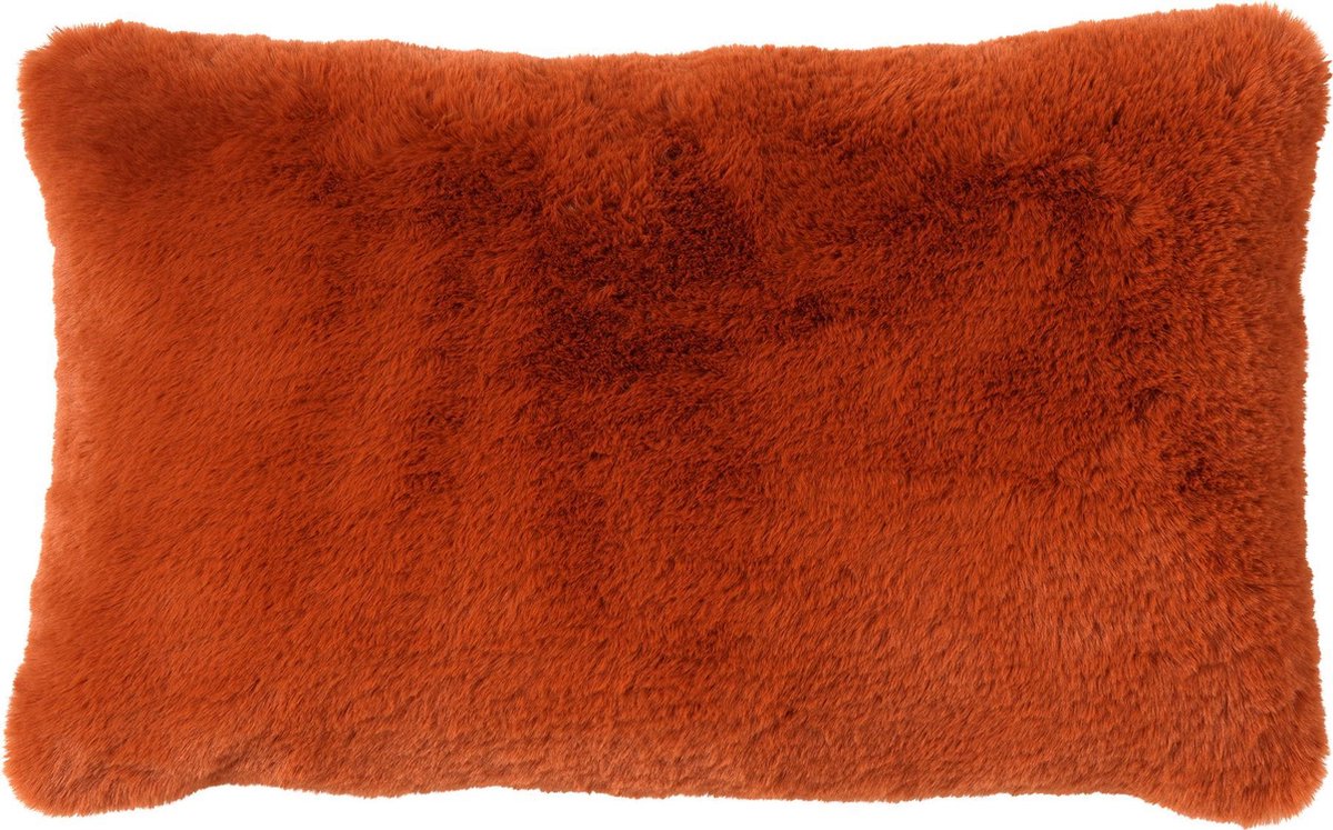 Dutch Decor ZAYA - sierkussen 30x50 cm - bontlook - Potters Clay - oranje - Inclusief binnenkussen - Luxe kussens voor woonkamer & bank Terrarood