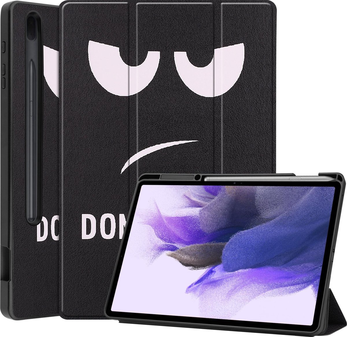 Hoes - Geschikt voor Samsung Galaxy Tab S7 FE - Dun & Stevig - Trifold Bookcase - Hard Cover Case - Met Uitsparing Geschikt voor S Pen - Hardcover Book - Tablet Hoesje - Don't Touch Me