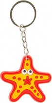 sleutelhanger zeester junior 5 cm rubber rood