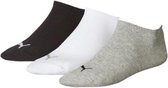 sokken Invisible sneaker katoen wit/zwart/grijs 3 paar mt 43-46