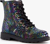 Groot leren meisjes veterboots - Zwart - Maat 25 - Echt leer