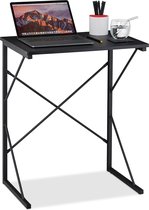 Klein inklapbaar bureau, 60 cm opvouwbare computertafel met plank en opbergtas, geen montage nodig, thuiskantoor, kleine werktafel, bruin