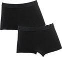 Twee zwarte shorts van Ten Cate met elastische band met subtiel logo.
