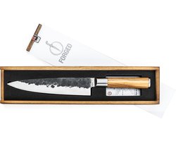 Forged Olive Koksmes 20cm - Olijfhout - In Houten Gifbox