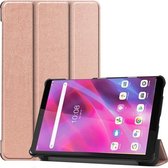 Voor Lenovo Tab M8 3rd Gen Custer Textuur Horizontale Flip Lederen Case met Drie-opvouwbare Houder (Rose Goud)