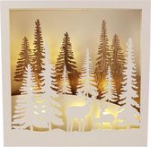 lijst kerstscene 12 led 25 cm hout wit