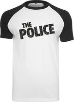 Urban Classics Heren Tshirt -S- The Police Logo Raglan Wit/Zwart
