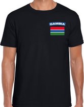 Gambia t-shirt met vlag zwart op borst voor heren - Gambia landen shirt - supporter kleding M