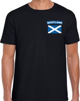 Scotland t-shirt met vlag zwart op borst voor heren - Schotland landen shirt - supporter kleding L